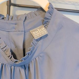 NY&C XL Gray-Blue Soho shirt with ruffle sleeves